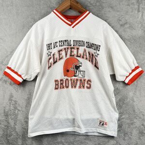 Vintage Cleveland Browns 1987 AFC Champions White Orange Logo 7 Jersey Sz‎ XL
